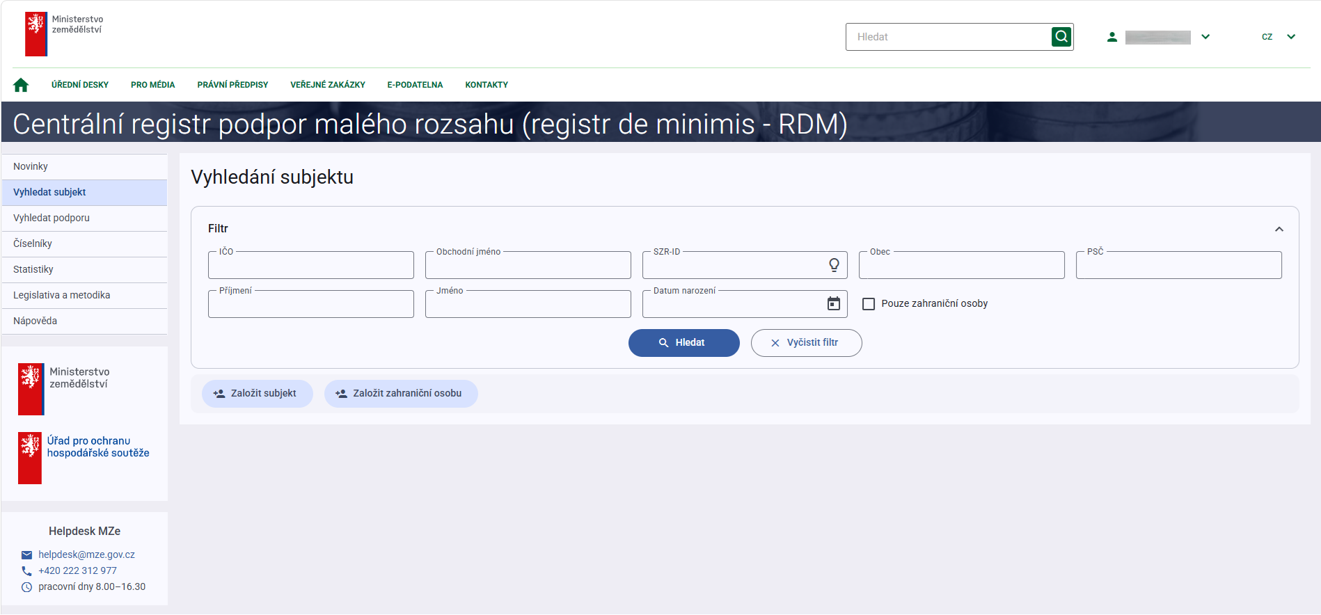 Modernizovaný registr de minimis